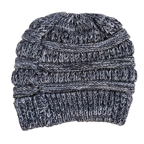 C. C ~ Grey ponytail beanie ~ One size - Picture 2 of 5